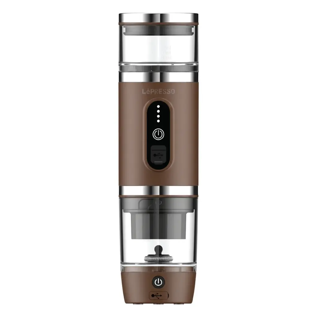LEPRESSO PORTABREW 4 IN 1 PORTABLE COFFEE MACHINE WITH MILK FROTHER BROWN LPCFFM4IN1BR