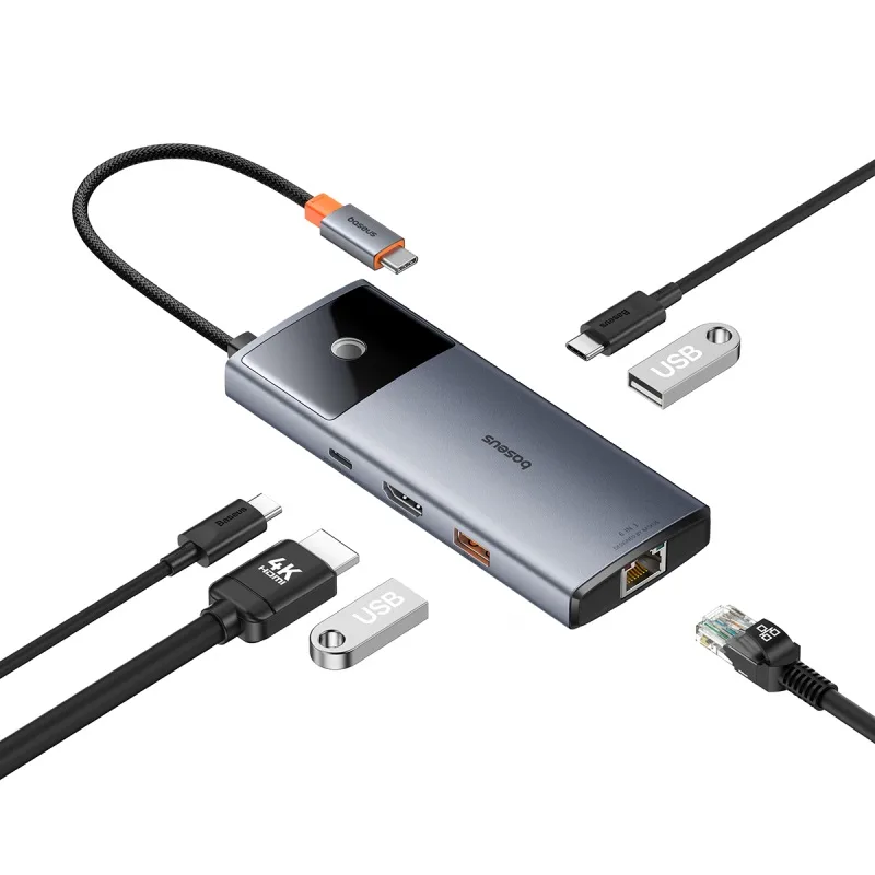 BASEUS METAL GLEAM SERIES II 6-PORT 1 USB HUB GRAY B00061802813