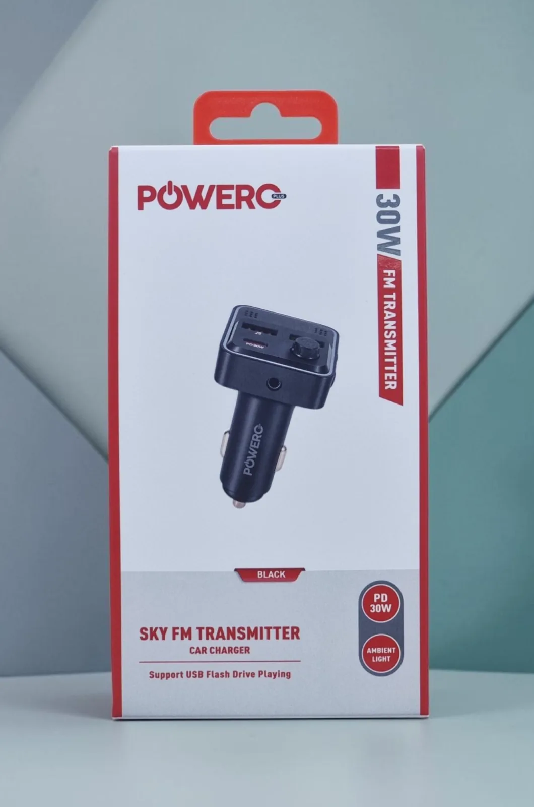 POWERO PLUS SKY FM TRANSMITTER CAR CHARGER PD30W BLACK PR-SKFM30PD-BK