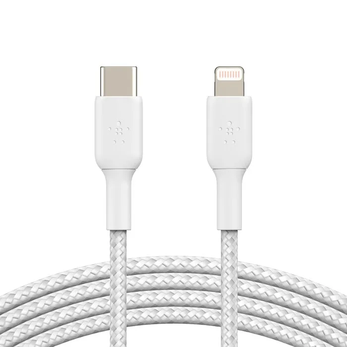 BELKIN BOOST CHARGE BREADED USB-C TO LIGHTNING CABLE 1M WHITE CAA004BT1MWH