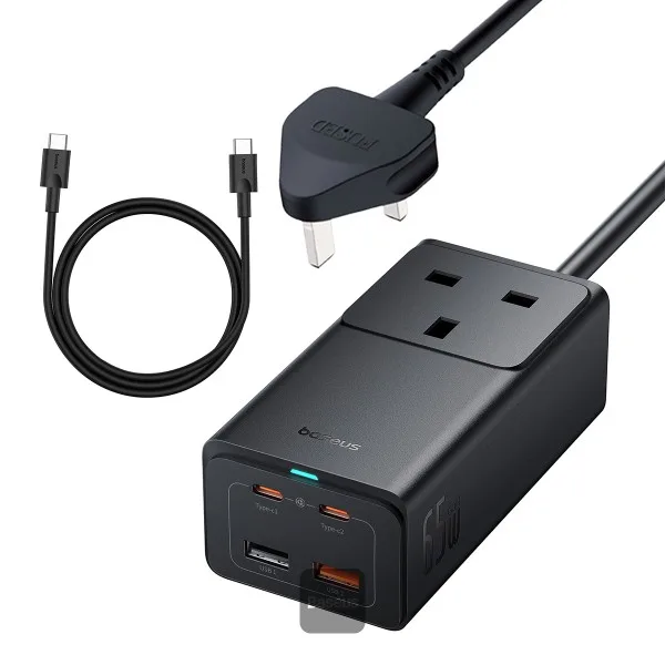 BASEUS 65W FAST CHARGING GAN 5 PRO POWER STRIP BLACK
