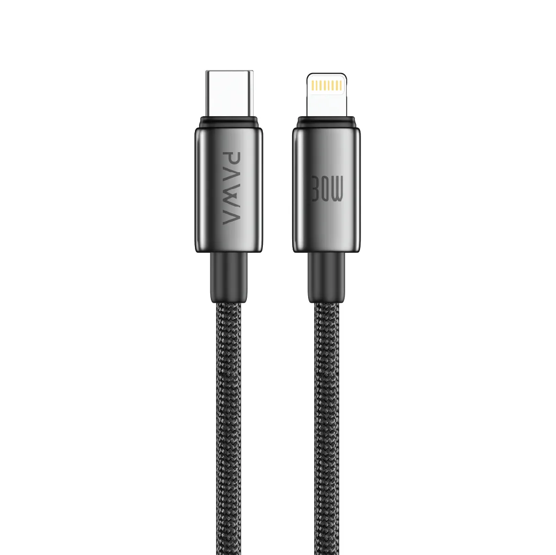 PAWA AMPLINK ALUMINUM BRAIDED USB C TO LIGHTNING 30W 1M CABLE BLACK PW-CBLCL115-BK