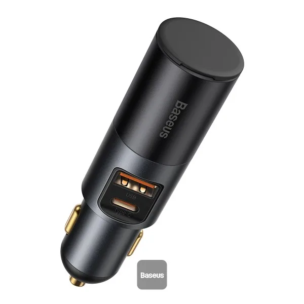 BASEUS SHARE TOGETHER FAST CHARGE CAR CHARGER WITH CIGARETTE LIGHTER EXPANSION PORT U+C 120W GRAY CCBT-C0G
