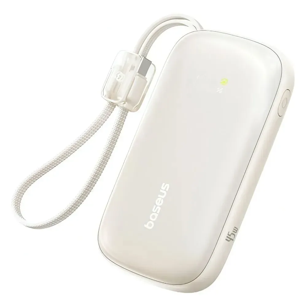 BASEUS ENERFILL FC21 QPOW 3 ULTRA DIGITAL DISPLAY POWER BANK WITH DETACHABLE CABLE 10000MAH 22.5W NATURAL TITANIUM E0027L01