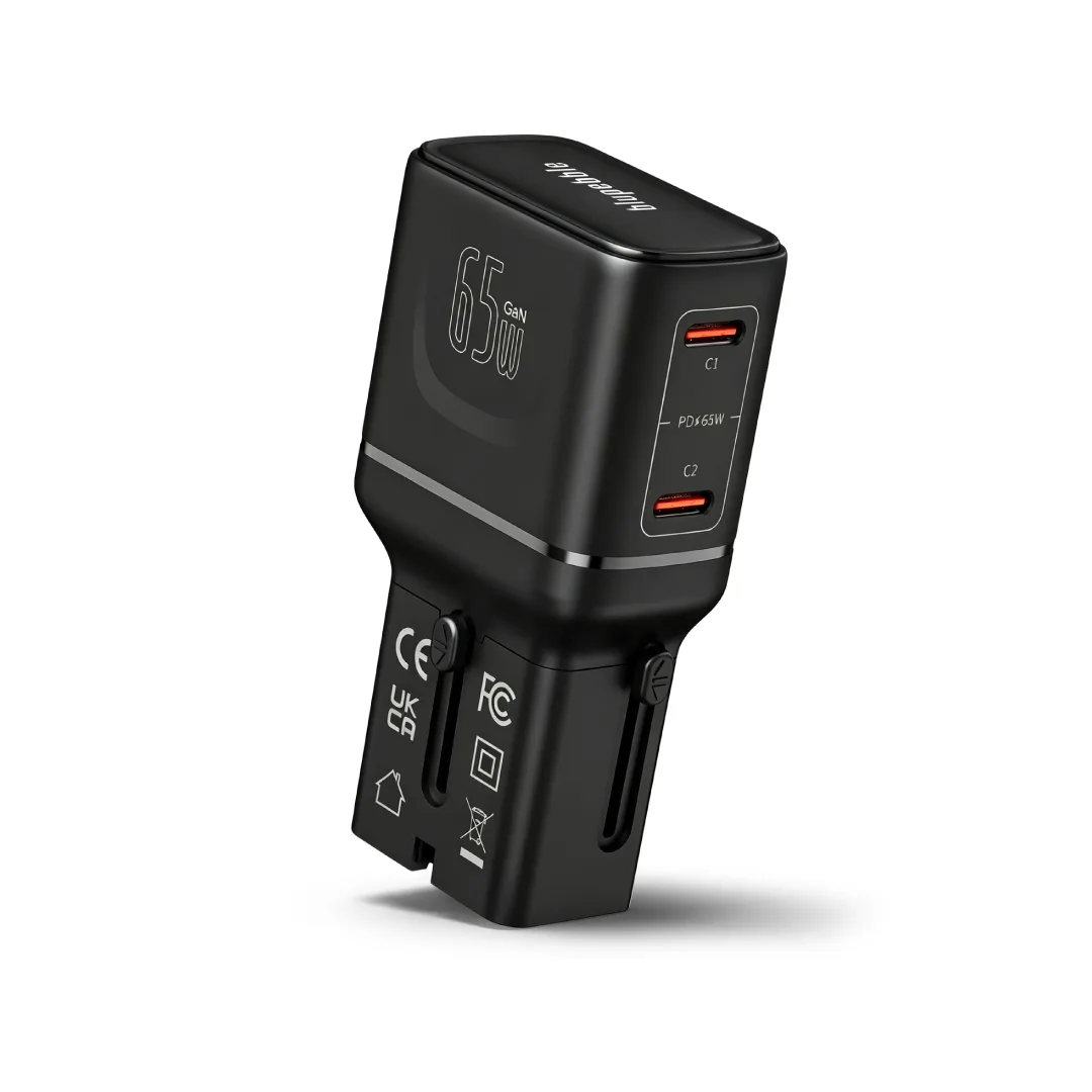 BLUPEBBLE TRAVELCORE 65W UNIVERSAL TRAVEL ADAPTER BLACK BP-TVL012-BK