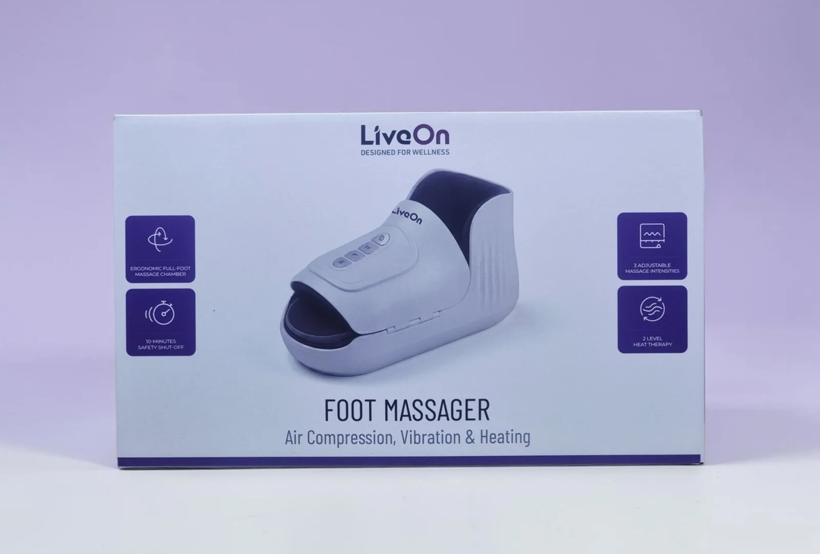 LIVEON FOOT MASSAGER WITH AIR COMPRESSION VIBRATION & HEATING WHITE LVON791CWH