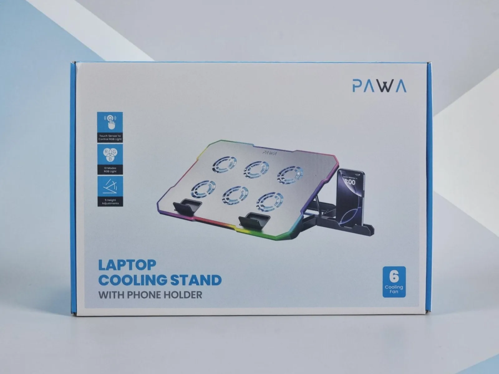 PAWA LAPTOP COOLING STAND WITH PHONE HOLDER SILVER PW-LPSTRGB6-SL