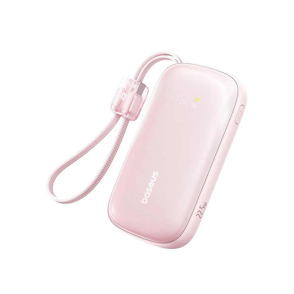 BASEUS ENERFILL FC21 QPOW 3 ULTRA DIGITAL DISPLY POWER BANK WITH DETACHABLE CABLE 20000MAH 22.5W NEBULA PINK E0027M02