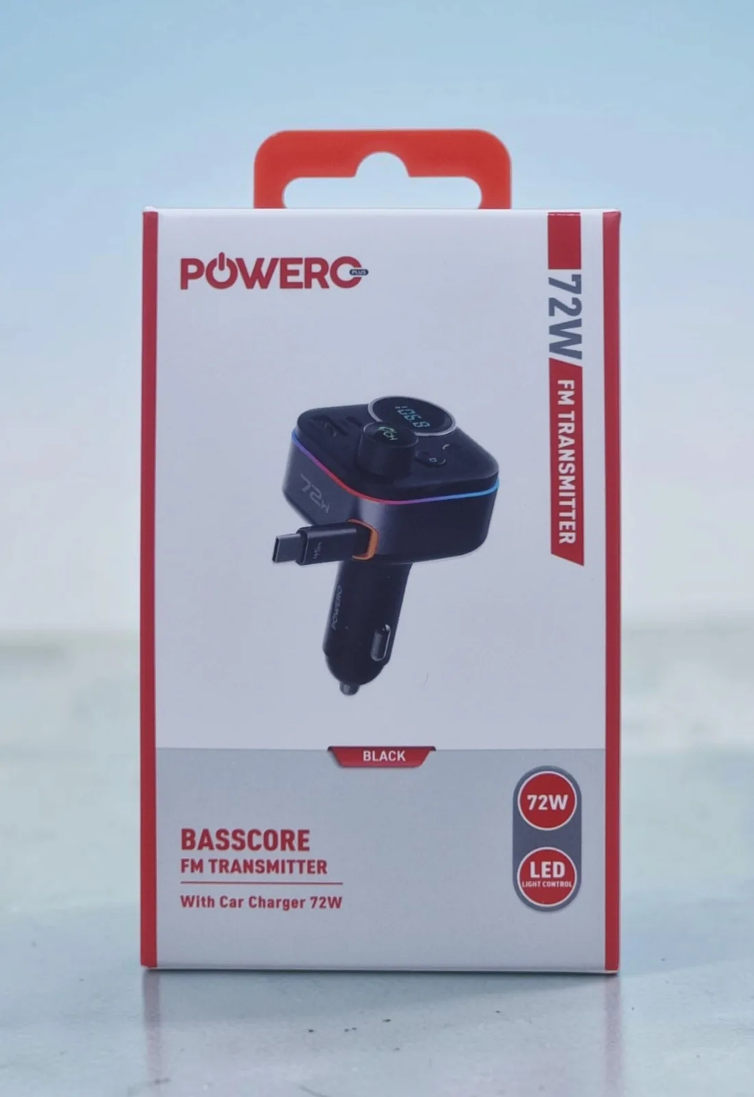 POWERO PLUS BASSCORE FM TRANSMITTER WITH CAR CHARGER 72W BLACK PR-SKFM35PD-BK