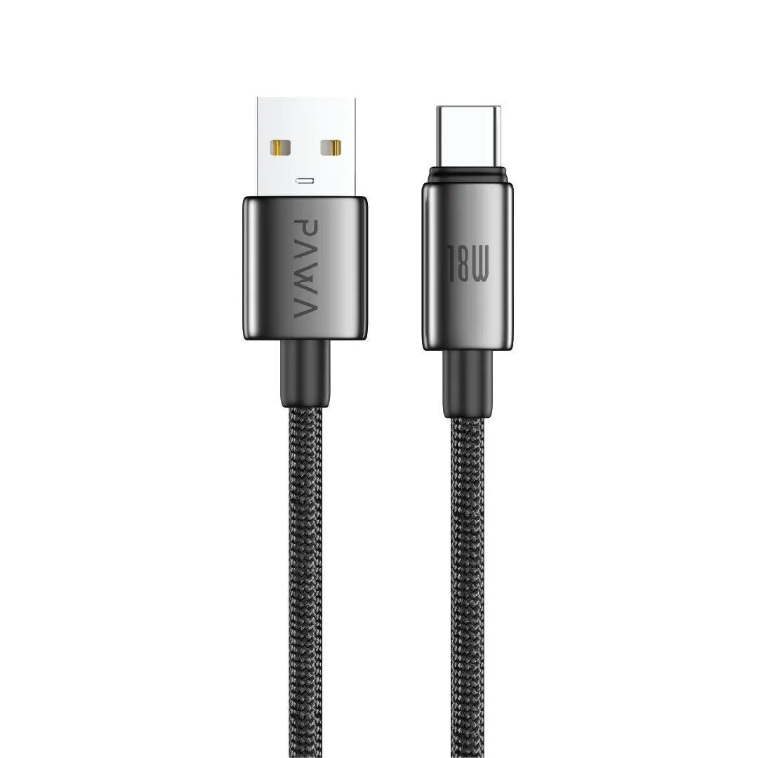 PAWA AMPLINK ALUMINUM BRAIDED USB A TO USB C 18W 1M CABLE BLACK PW-CBLAT115-BK
