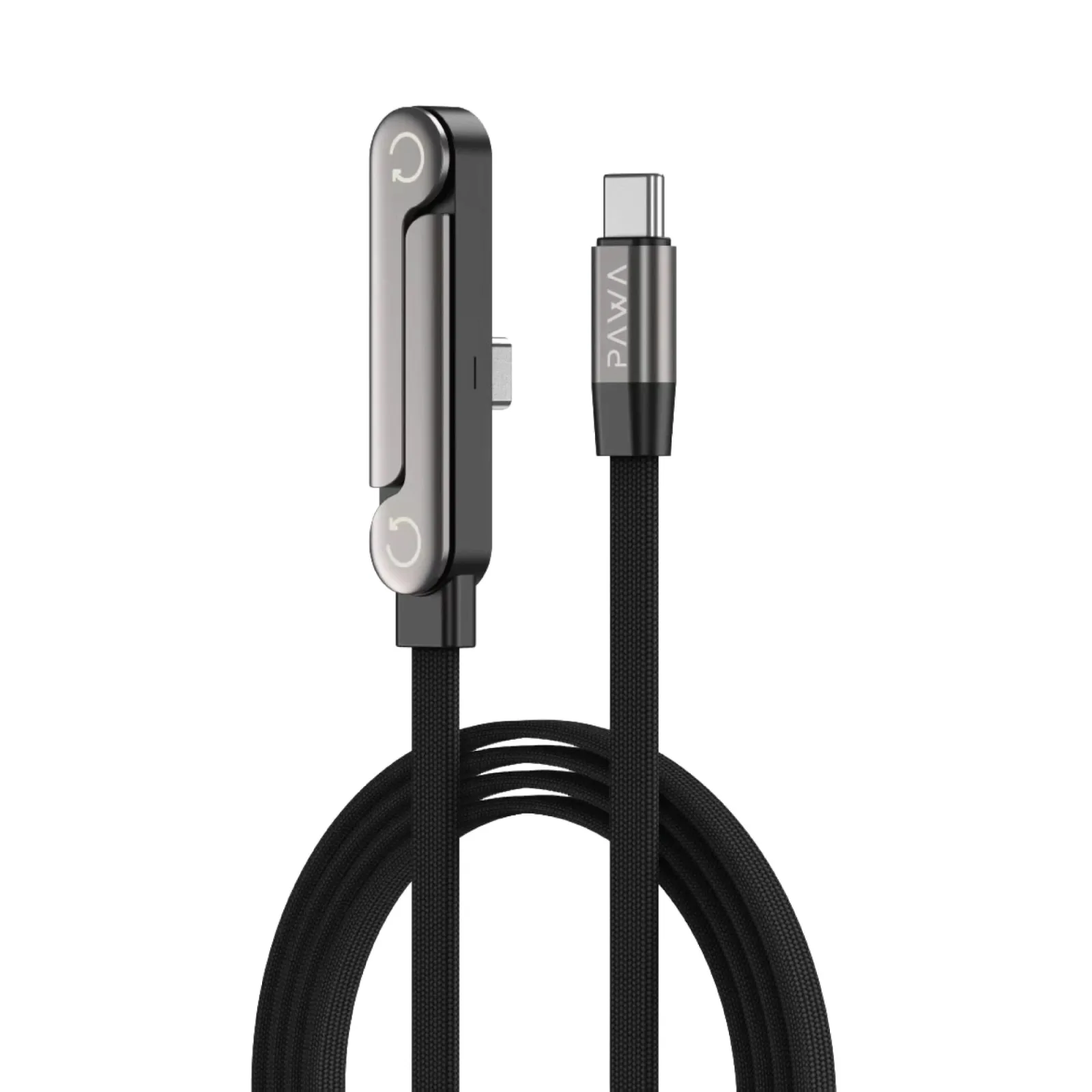PAWA PIVOT TYPE C TO TYPE C HOLDER 1M BRAIDED CABLE 240W BLACK PW-CBLCC120-BK