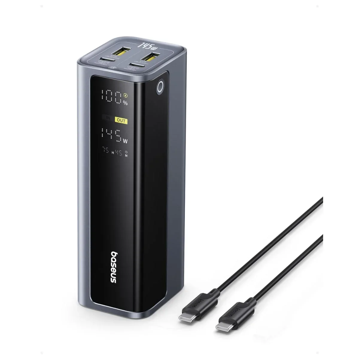 BASEUS ENERGEEK GP12 FAST CHARGING POWER BANK WITH DIGITAL DISPLAY 20800MAH 145W SPACE GRAY INCLUDES TYPE C TO TYPE C CABLE P10082109813