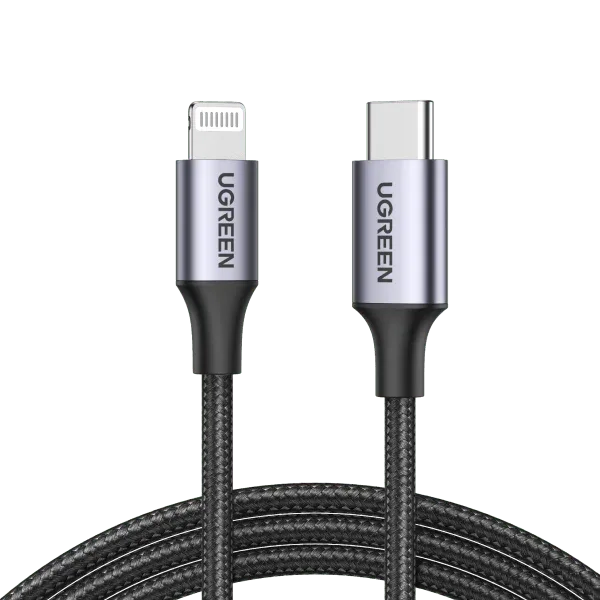 UGREEN USB-C TO LIGHTNING CABLE ALUMINUM SHELL BRAIDED 2M BLACK 60761