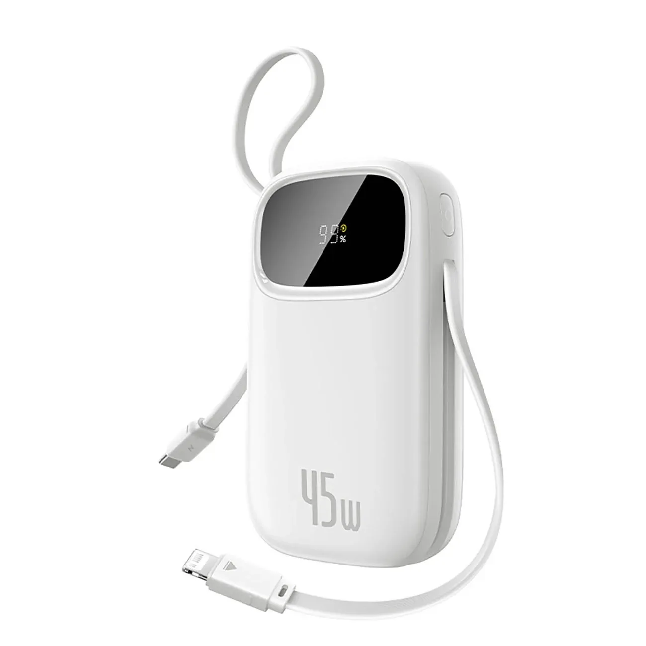 BASEUS ENERFILL FC31 QPOW 3 POWER BANK WITH BUILT IN USB C +IP CABLES 20000MAH 45W MOON WHITE E0028D01