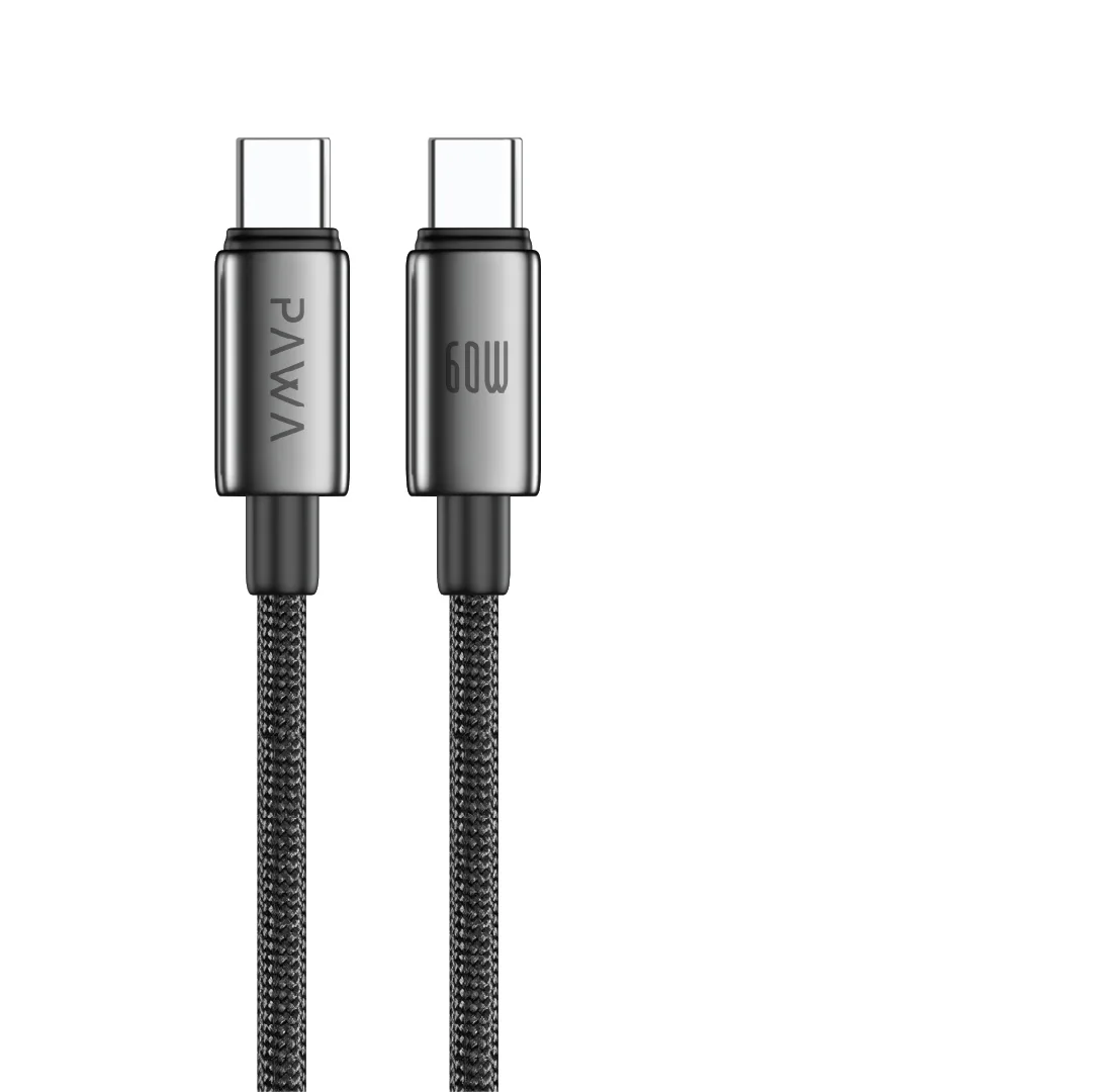 PAWA AMPLINK ALUMINUM BRAIDED USB C TO USB C 60W 1M CABLE BLACK PW-CBLCC115-BK