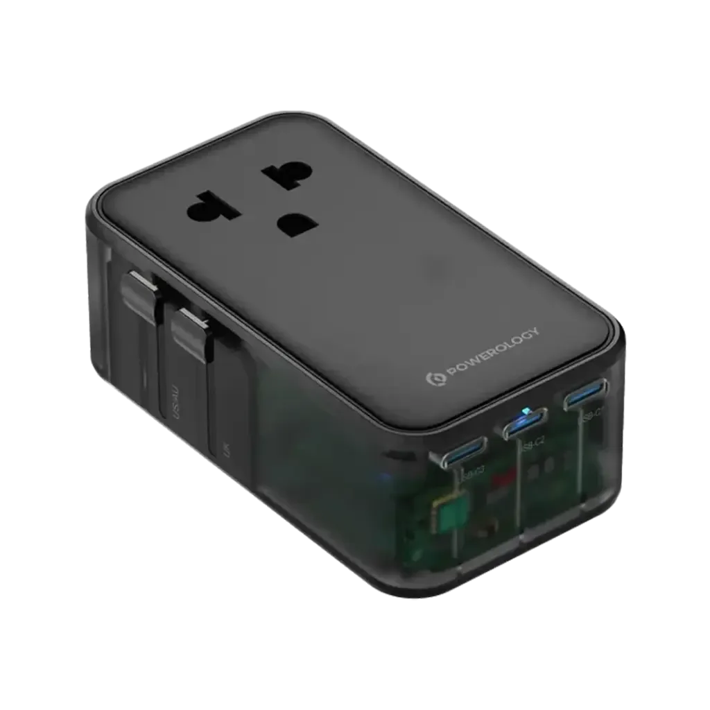 POWEROLOGY MARCO POLO ULTRA SLIM GAN III TRAVEL ADAPTER BLACK PWCUQC072BK