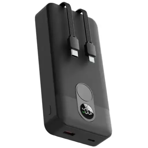 PORODO 20000MAH POWERBANK DIGITAL DISPLAY WITH INTEGRATED CABLE BLACK PB058 PD-PBFCH058-BK