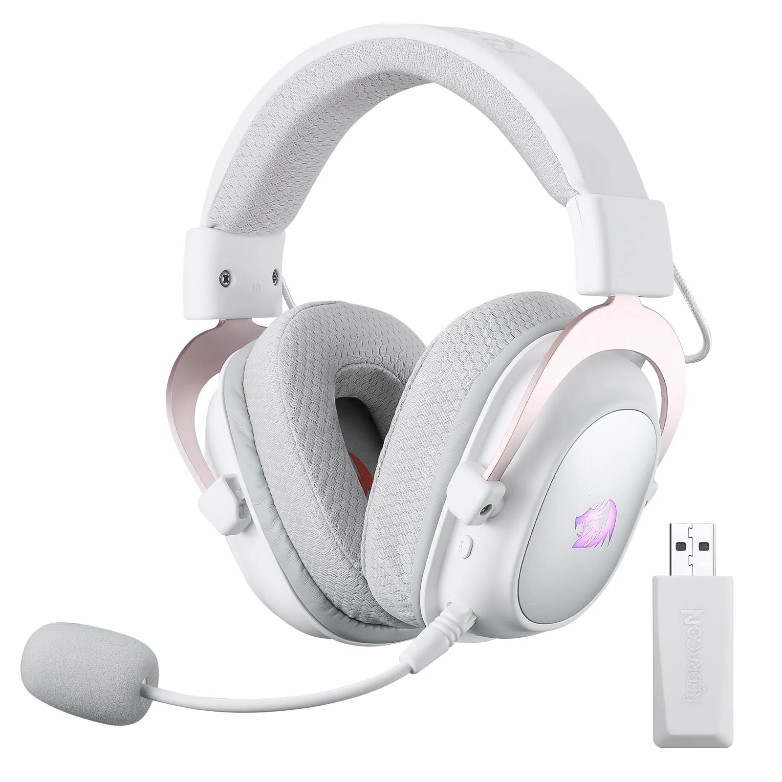 REDRAGON ZEUS PRO WIRELESS 7.1 SOUNDCORE SOUND GAMING HEADSET WHITE H510W-PRO