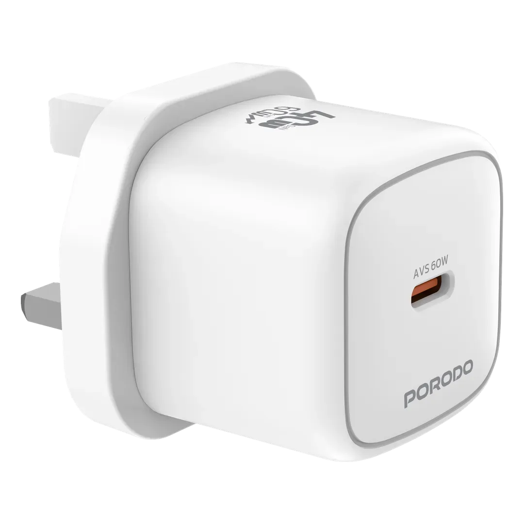 PORODO SNAPLINK 40W USB C GAN FAST CHARGER WHITE PDC451CWH