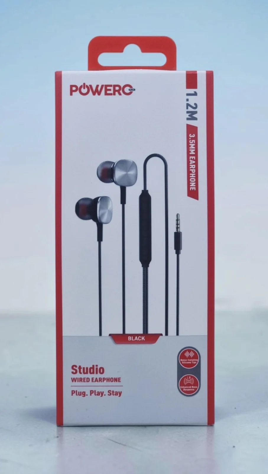 POWERO PLUS STUDIO 1.2M 3.5MM WIRED EARPHONE BLACK PR-SDSTEP35-BK