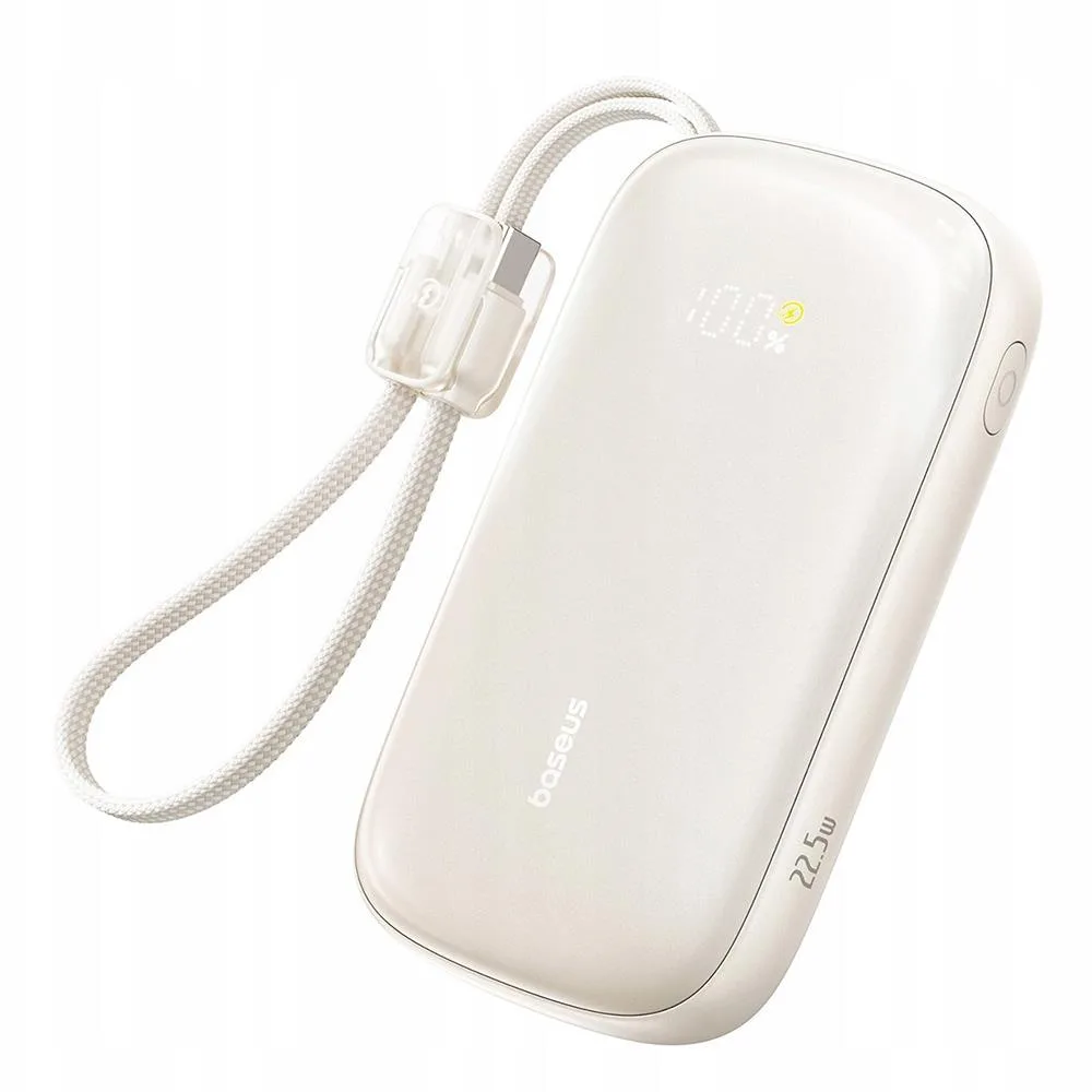 BASEUS ENERFILL FC21 QPOW 3 ULTRA DIGITAL DISPLY POWER BANK WITH DETACHABLE CABLE 20000MAH 22.5W NATURAL TITANIUM  E0027M01