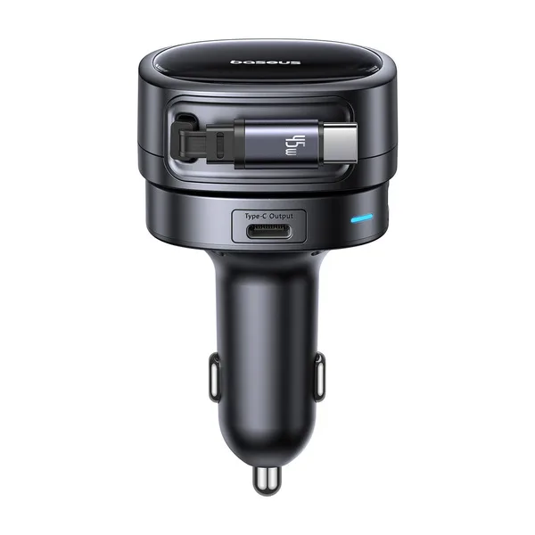 BASEUS PRIME TRIP CAR CHARGER WITH RETRACTABLE CABLE U+C+TYPE C 60W BLACK C00069001121