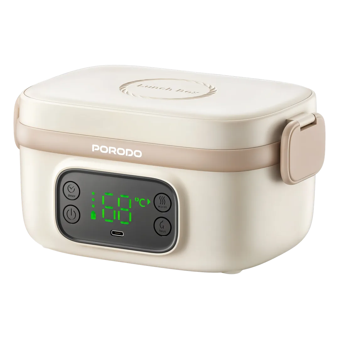 PORODO LIFESTYLE HEALTHMATE 650ML ELECTRIC LUNCH BOX WITH HEATING FUNCTION AND DIGITAL DISPLAY BEIGE PDLFSTFH5BG