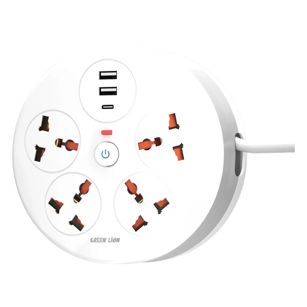 GREEN LION ORBIT POWER STRIP 7 IN 1 2.8M RETRACTABLE POWER CORD 2500W WHITE GNGS7507N1WH