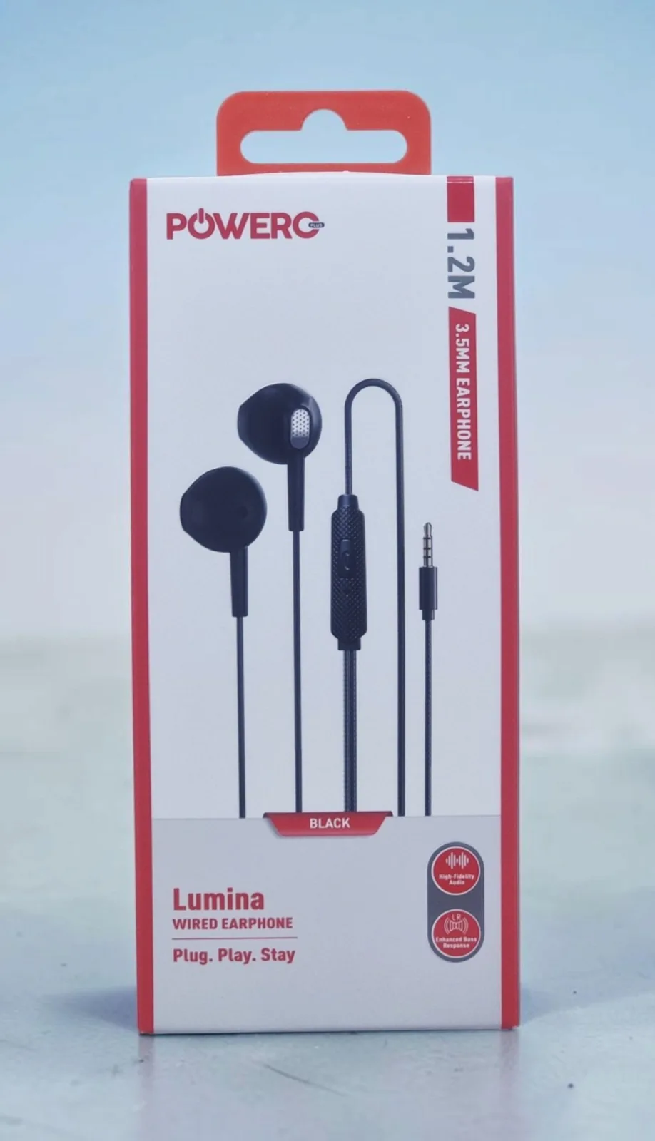 POWERO PLUS LUMINA 1.2M 3.5MM WIRED EARPHONE BLACK PR-LMSTEP35-BK