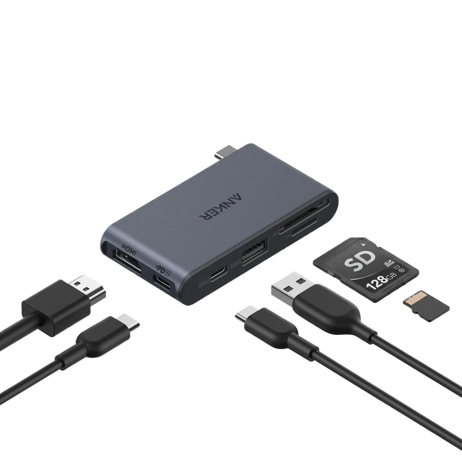 ANKER NANO 6 IN 1 5GBPS USB C HUB BLACK A83C3J12