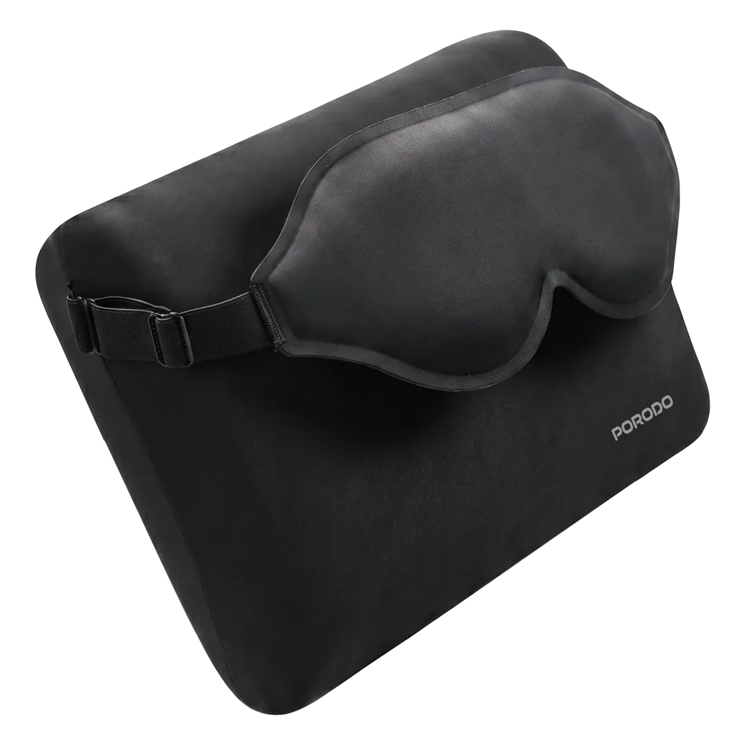 PORODO LIFESTYLE DORSA TRAVEL PILLOW AND 3D EYE MASK BLACK PDLFSTF15EBK