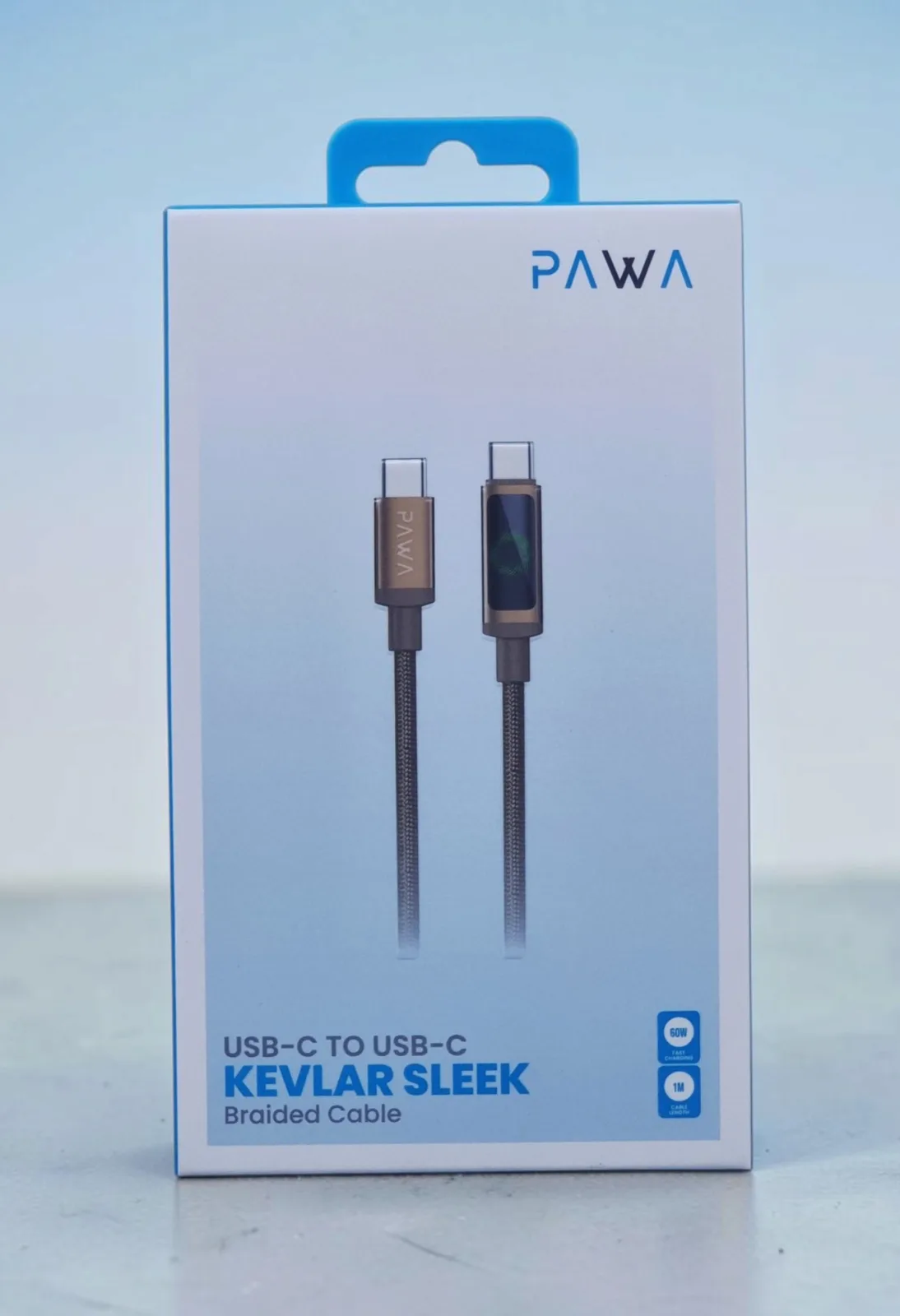 PAWA KEVLAR SLEEK USB C TO USB C BRAIDED CABLE 60W 1M BROWN PW-CBLCC113-BR