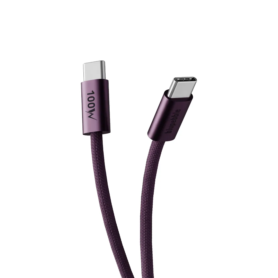 BLUPEBBLE POWERFLOW PD 240W USB C TO USB C BRAIDED CABLE 1.2M WINE RED BP-PF2USBC1.2BR100W-WR