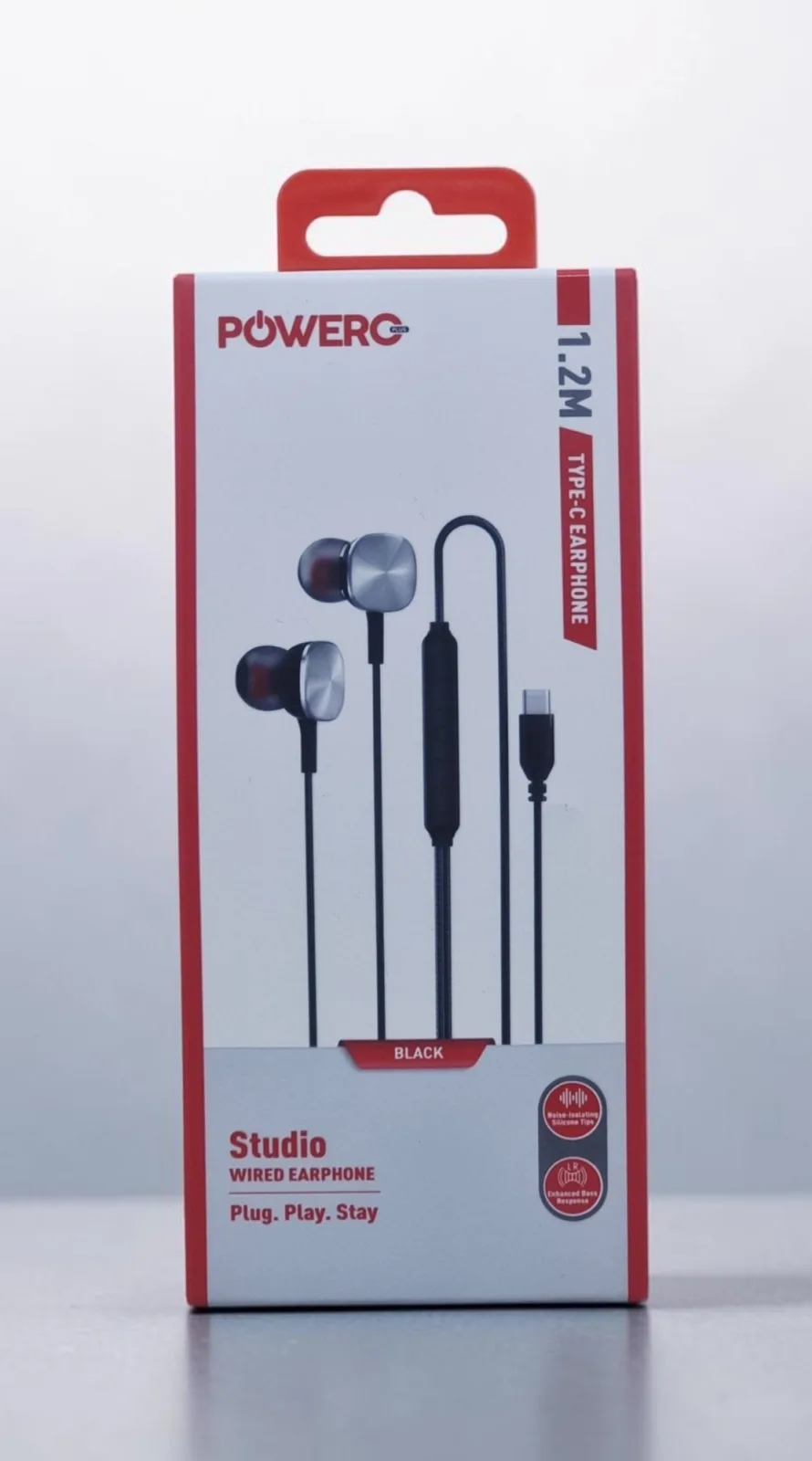 POWERO PLUS STUDIO 1.2M TYPE C WIRED EARPHONE BLACK PR-SDSTEPTC-BK