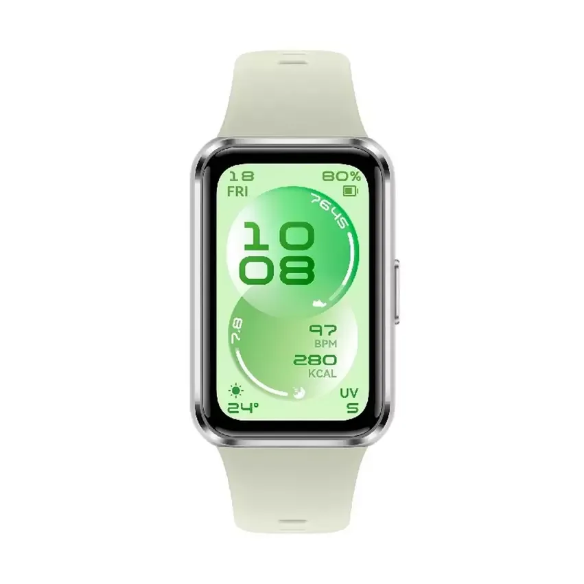 HUAWEI BAND 11 SILVER ALUMINUM ALLOY CASE GREEN FLUOROELASTOMER STRAP CDY-B29