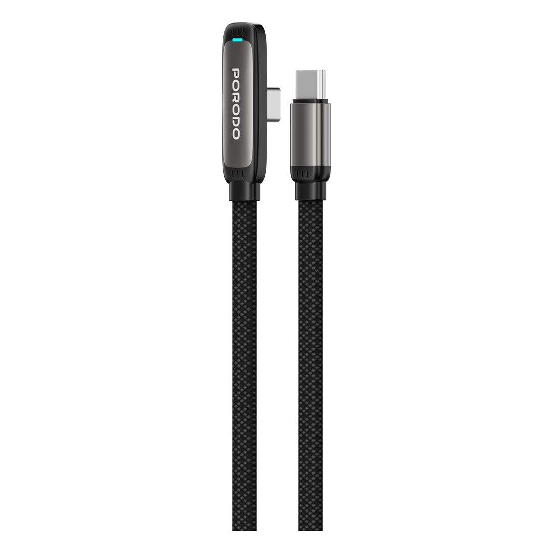 PORODO T-FLOW 60W T-SHAPED USB C TO USB C GAMING PD65W 1M CABLE BLACK PDCBL60BK