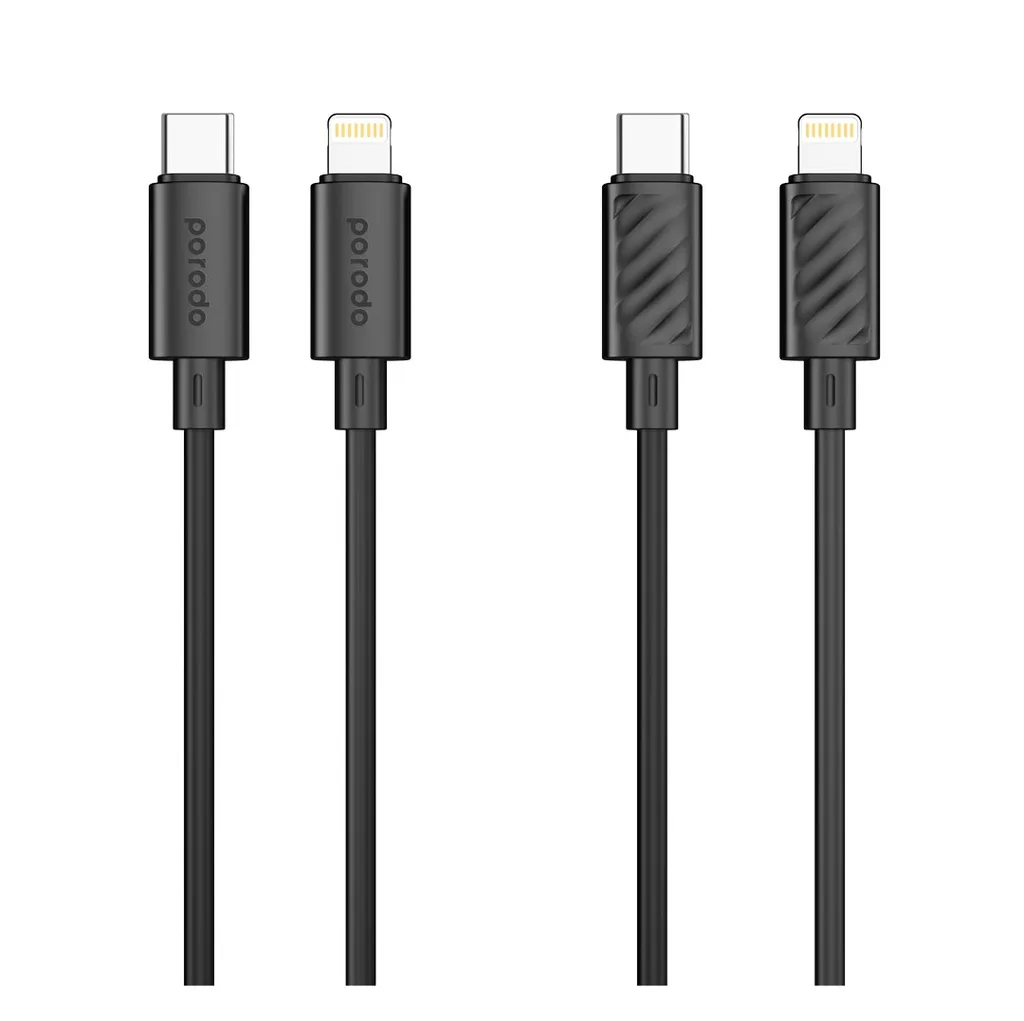 PORODO BLUE USB C TO LIGHTNING FAST CHARGE & DATA 27W PD CABLE  4 FT 1.2M BLACK PB-20WCLC-BK