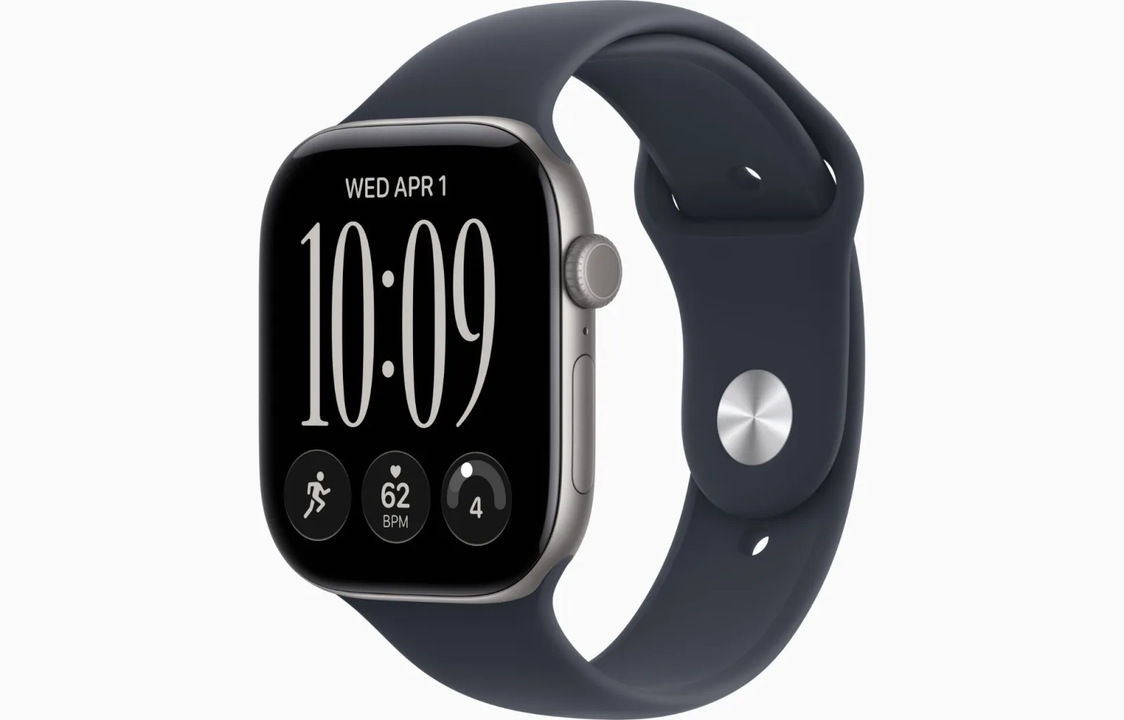 APPLE WATCH SERIES 12 46MM GPS SPACE GRAY ALUMINUM CASE WITH NAVY BLUE SPORT BAND M-L MJEJ4AFA