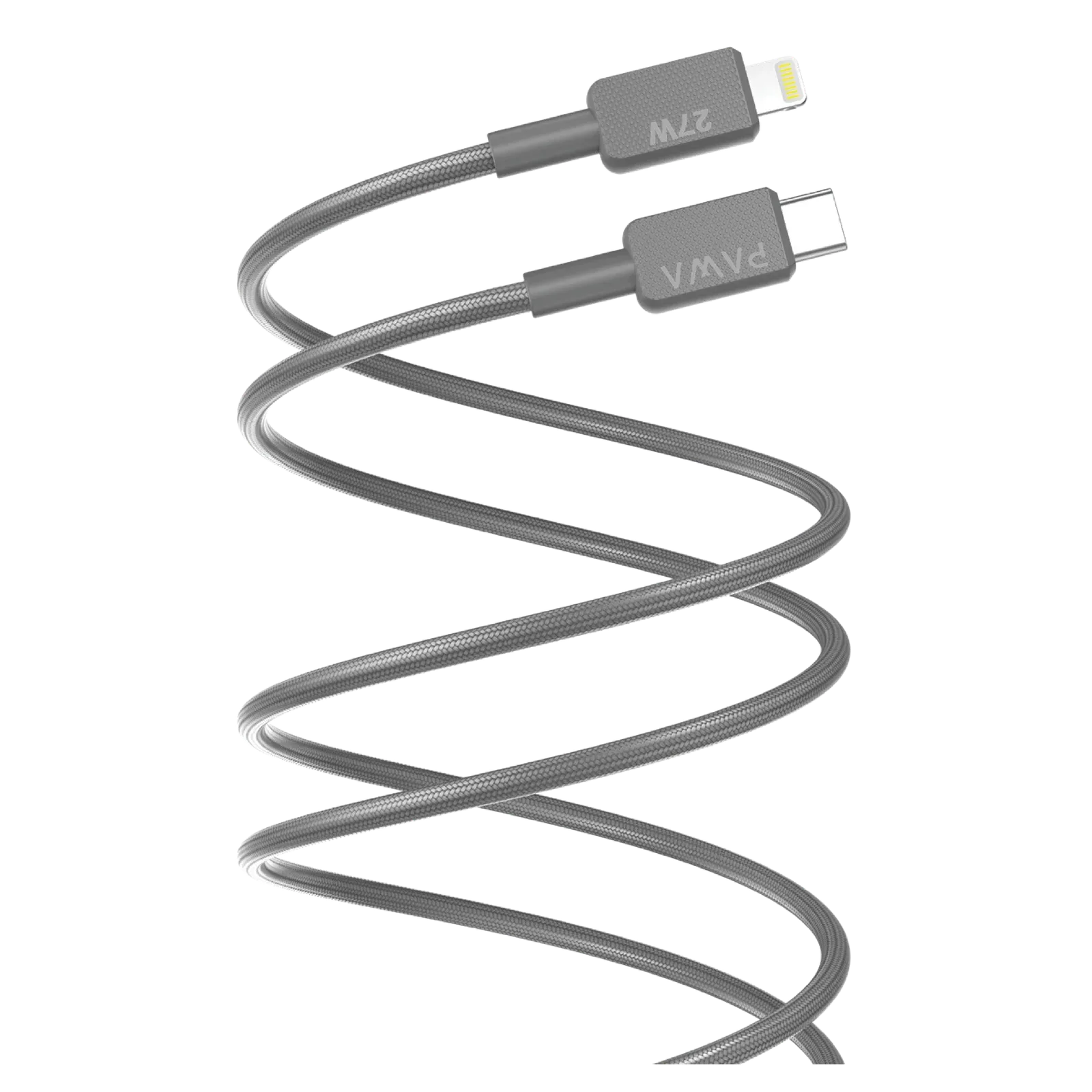 PAWA EL CARO SERIES USB C LIGHTNING 27W 1.2M PREMIUM BRAIDED CABLE GREY PW-12BD27CL-GY