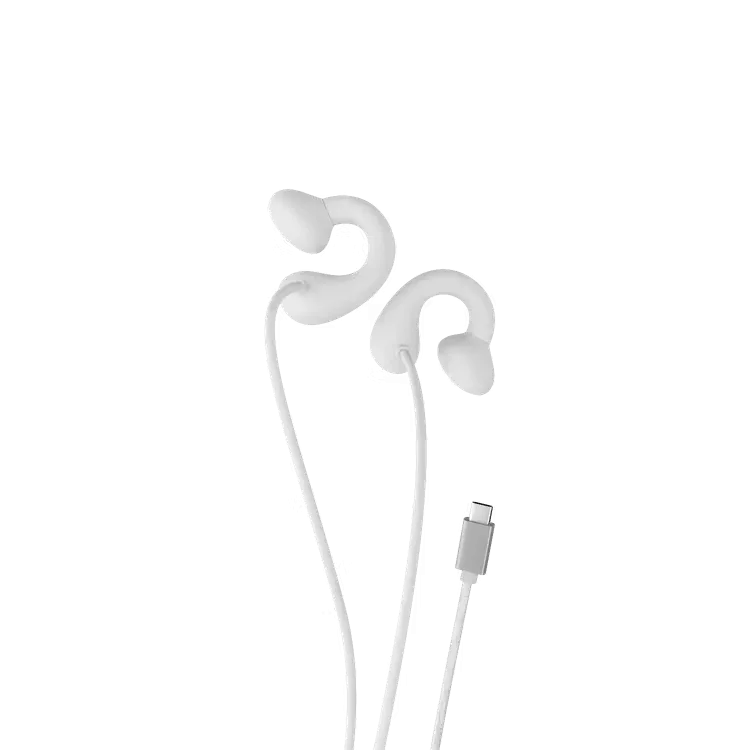 PORODO VOXEN CLIP ON WIRED EARPHONES WITH USB C CONNECTOR WHITE PDFM3346CWH