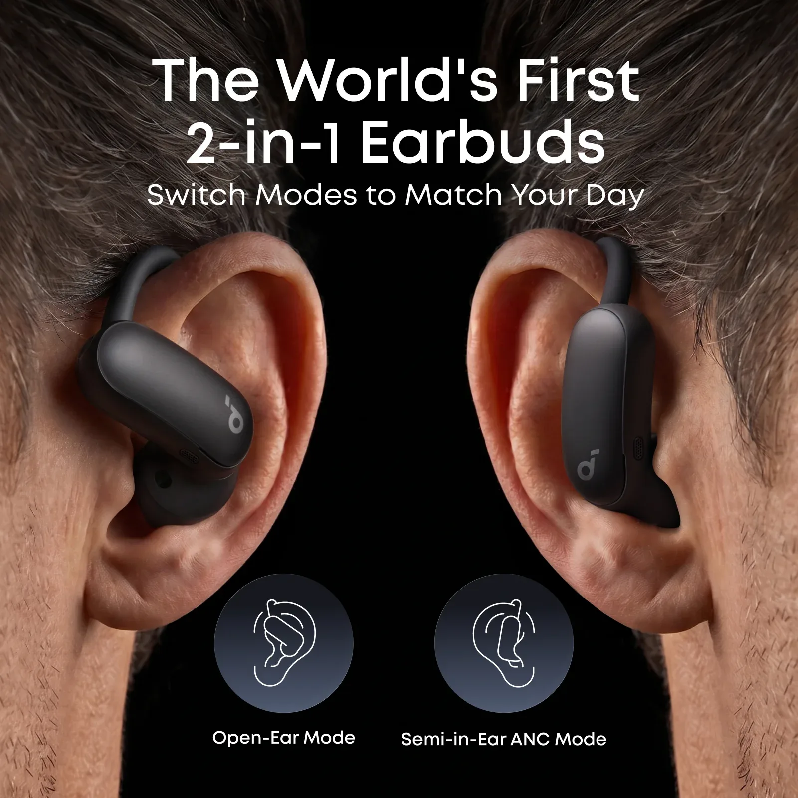 ANKER SOUNDCORE AEROFIT 2 PRO DUAL-FORM EARBUDS WITH OPEN EAR AND ANC FORMS BLACK A3875H11 thumbnail 8