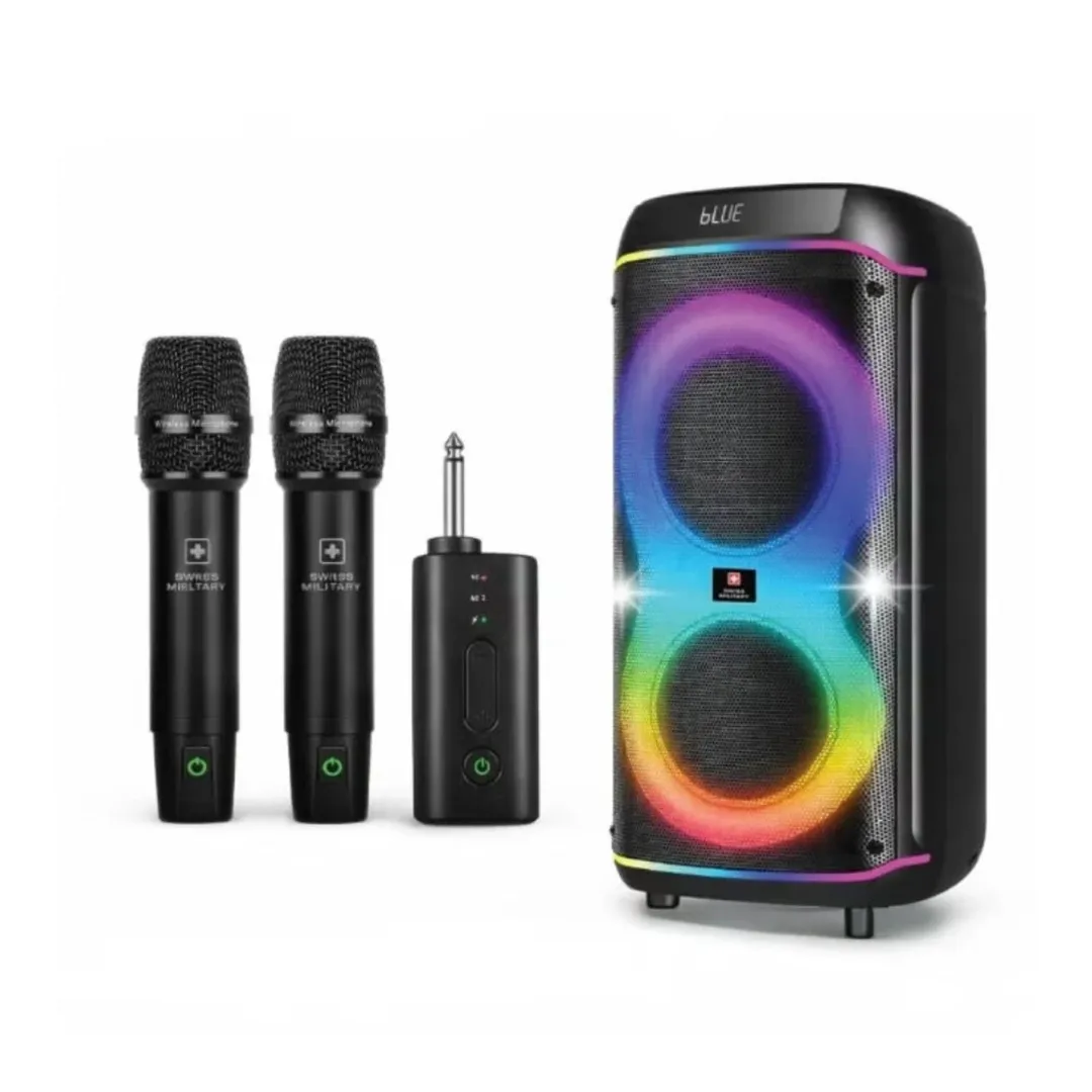 SWISS MILITARY WIRELESS PARTY SPEAKER 1000W PMPO BLACK SM-SPK-BB-PARTY-1000W-BLK