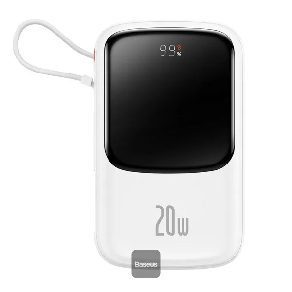 BASEUS QPOW PRO+ DUAL DIGITAL DISPLAY FAST CHARGING POWER BANK 20000MAH 22.5W MOON WHITE P10067103213