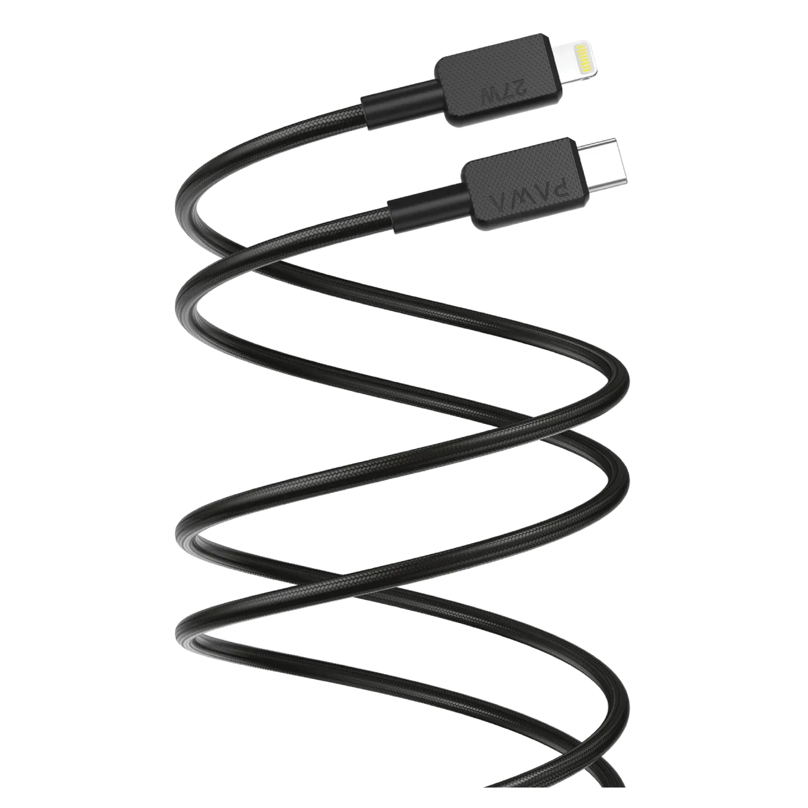 PAWA EL CARO SERIES USB C LIGHTNING 27W 2M PREMIUM BRAIDED CABLE BLACK PW-20BD27CL-BK