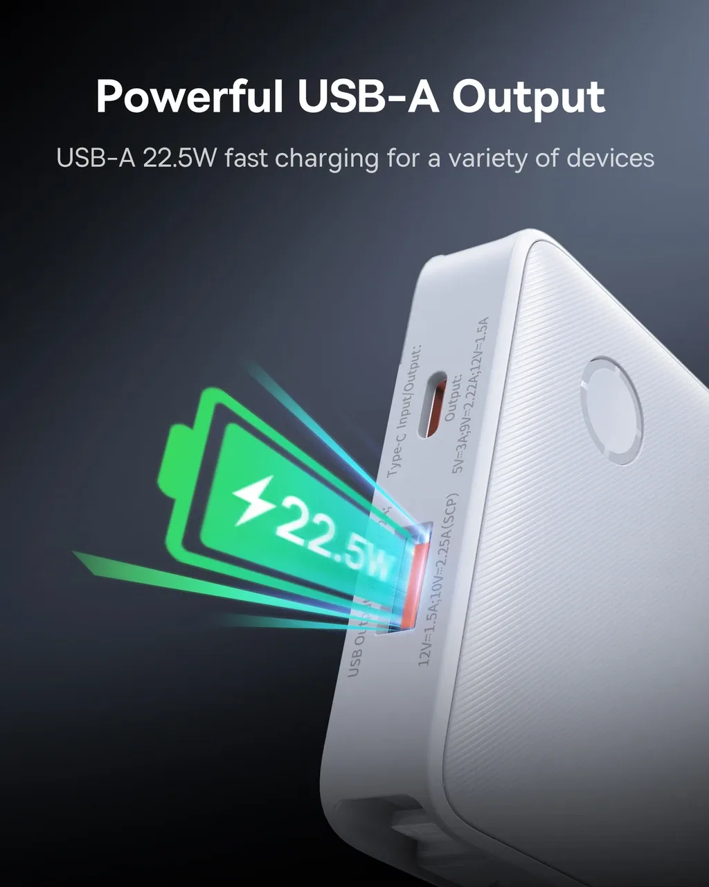 BASEUS AIRPOW LITE POWER BANK 10000MAH 22.5W DUAL CABLE MOON WHITE P10067501213 thumbnail 4