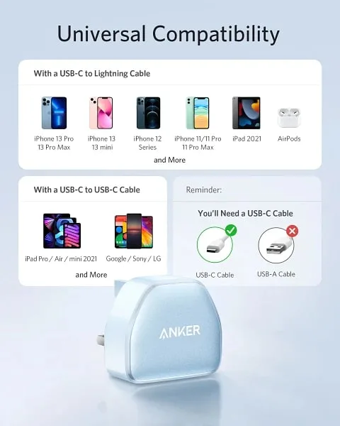 ANKER POWERPORT III 20W NANO PRO BLUE A2637K32 thumbnail 2