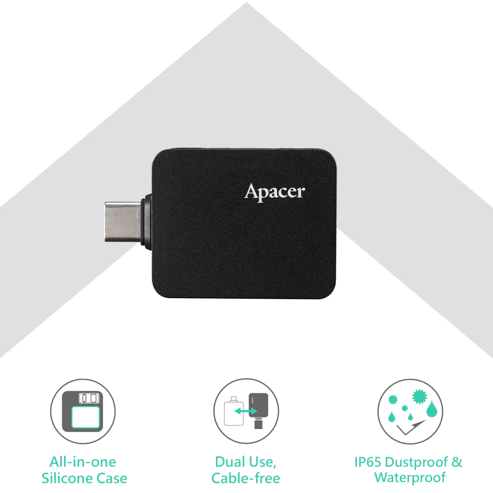 APACER 512GB USB 3.2 GEN2 PORTABLE SSD R&W:1000MBS AS714 AP512GAS714B-1 thumbnail 2