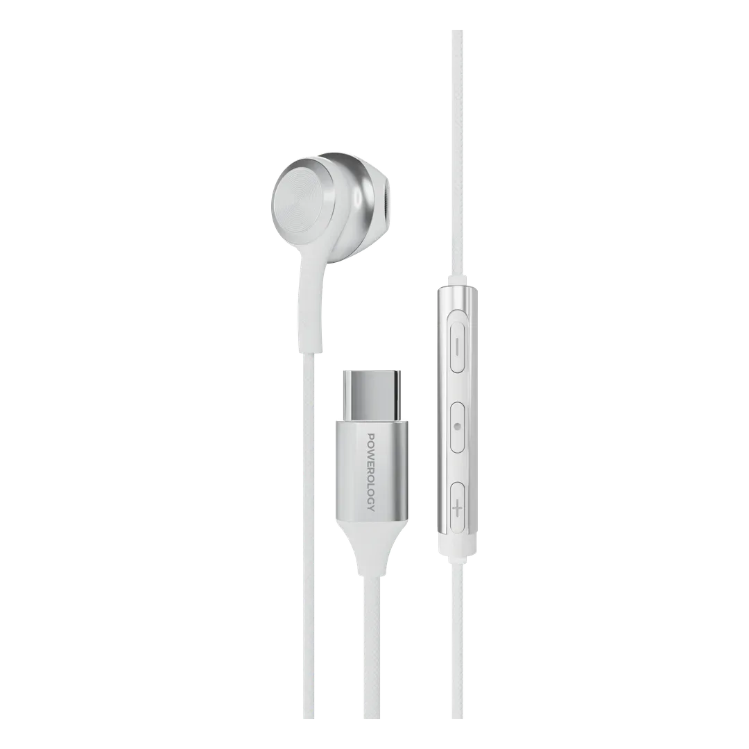 POWEROLOGY LACE MONO HIGH FIDELITY MONO EARPHONES WHITE PWMO25WH