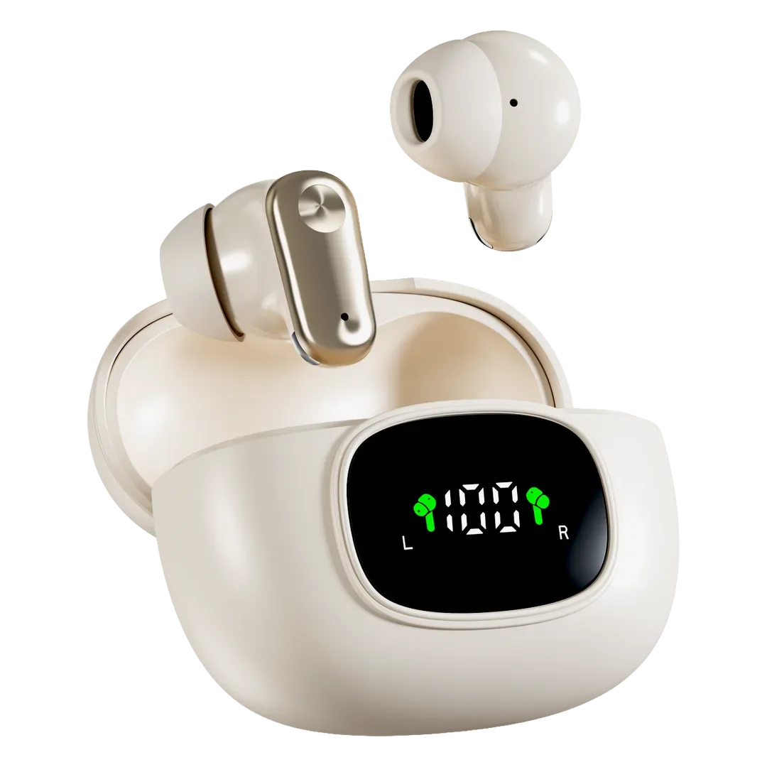 PORODO SOUNDTEC FORA TRUE WIRELESS EARBUDS WITH DIGITAL DISPLAY BEIGE PDST540BG