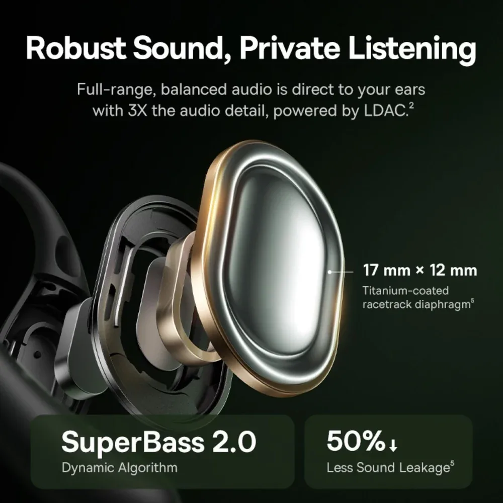 BASEUS ELI SPORT 2 OPEN EAR TRUE WIRELESS EARBUDS COSMIC BLACK A0102703 thumbnail 5